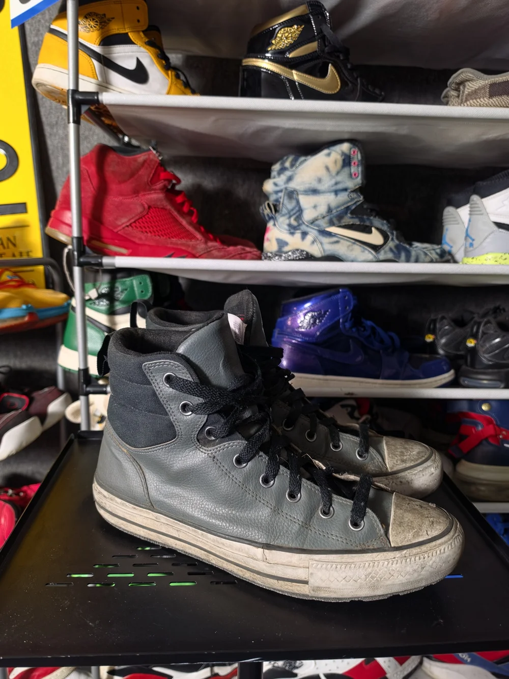 🔥 Well Worn Converse Hi Tops Men’s Size 11 Gray Leather High-Top Sneakers - Picture 5 of 13